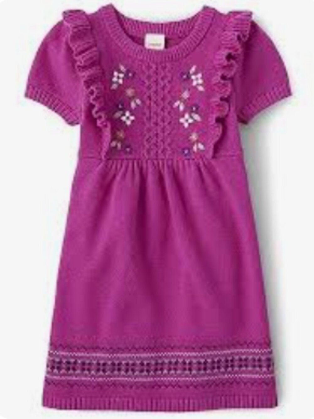 Gymboree | 100% Cotton Girls' Embroidered Floral Knit Sweater Dress.